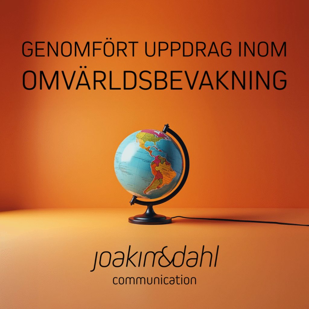 Globus med text om omvärldsbevakning