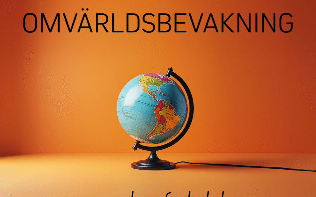 Globus med text om omvärldsbevakning