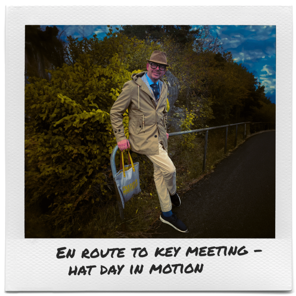 På väg till viktigt möte.