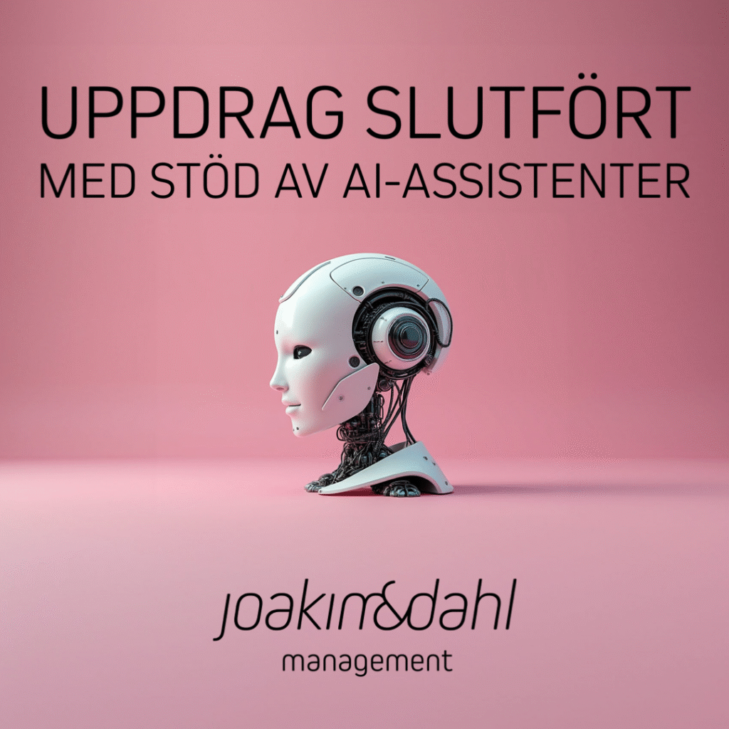 Robot med text om AI-assistenter