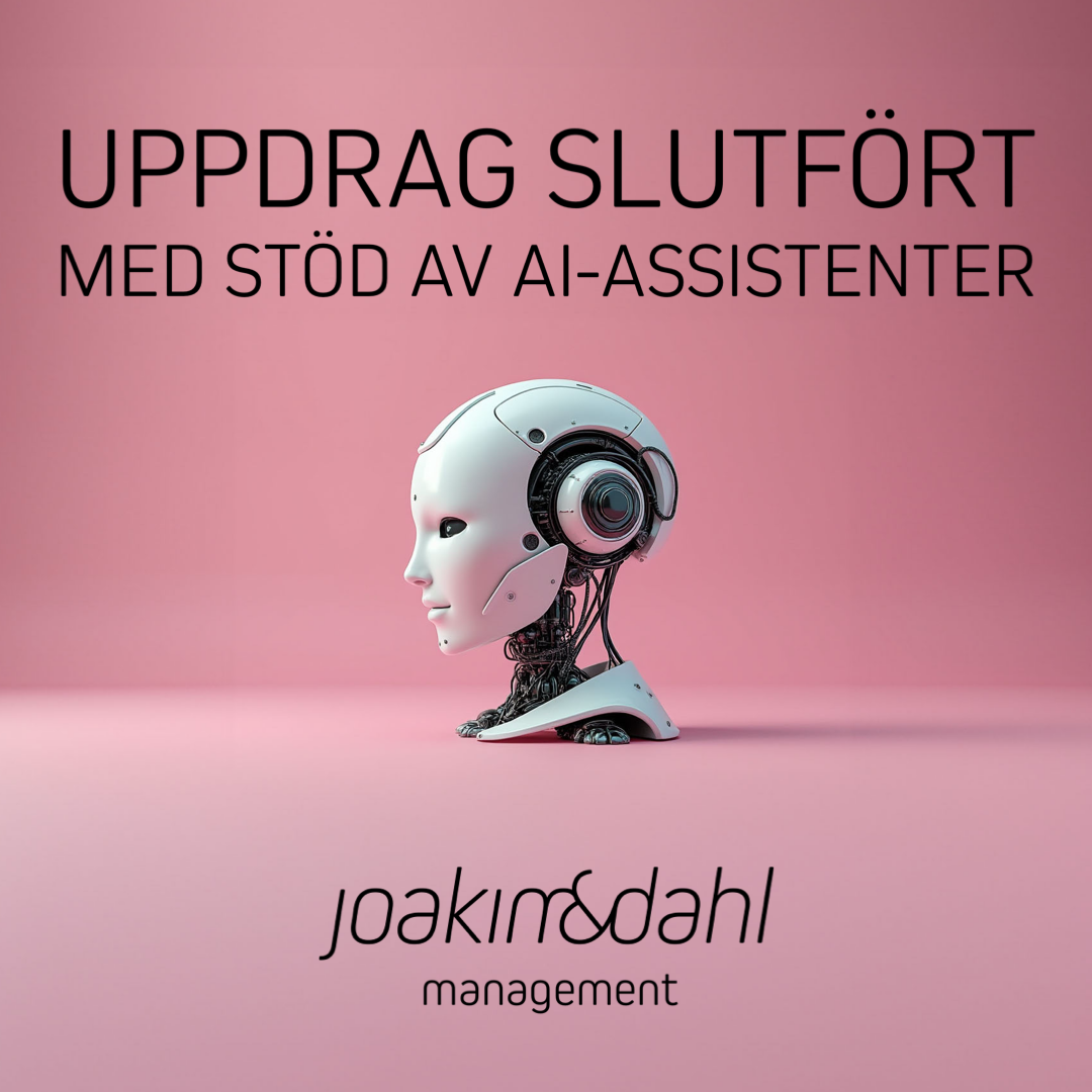 Robot med text om AI-assistenter