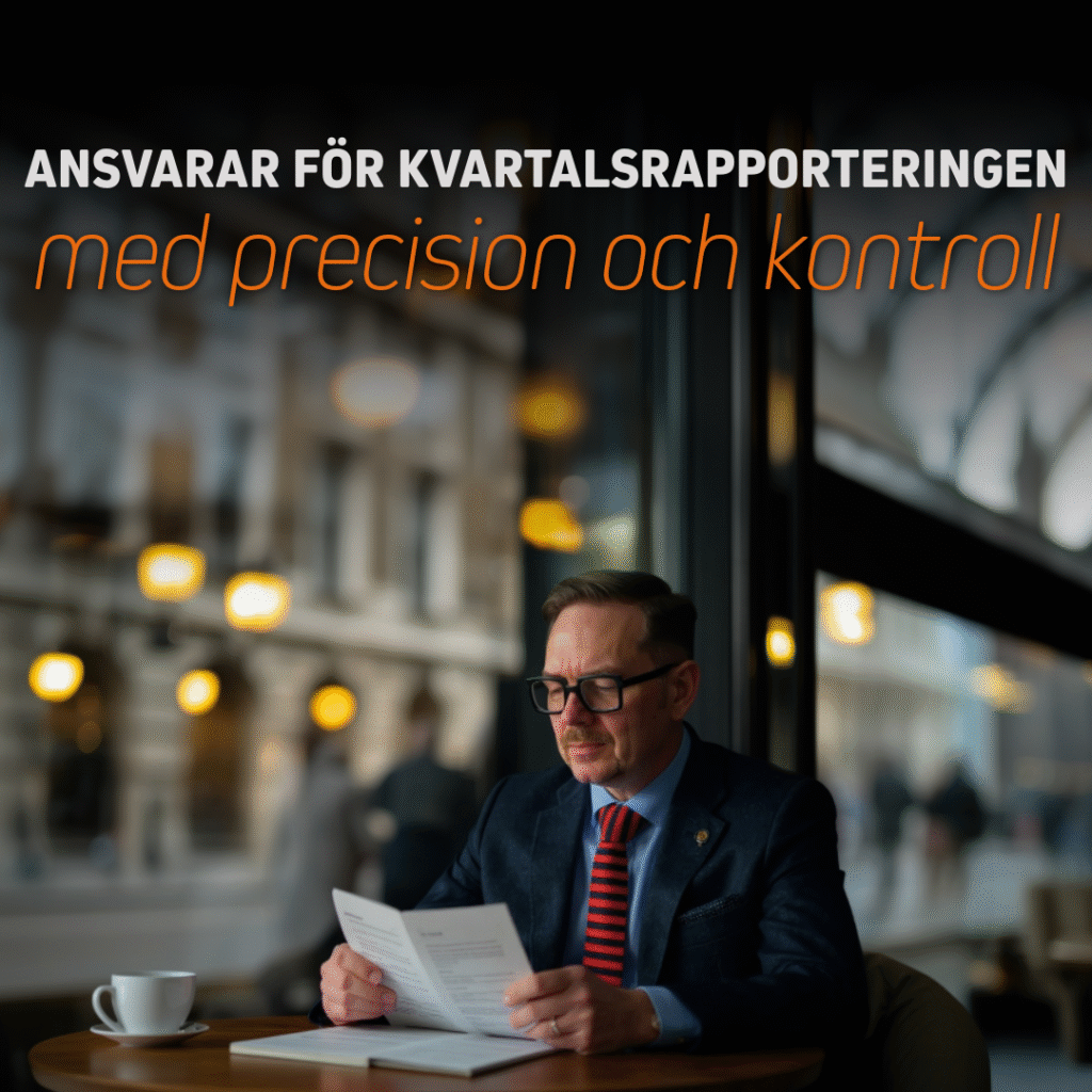 Ansvarar för kvartalsrapportering med precision