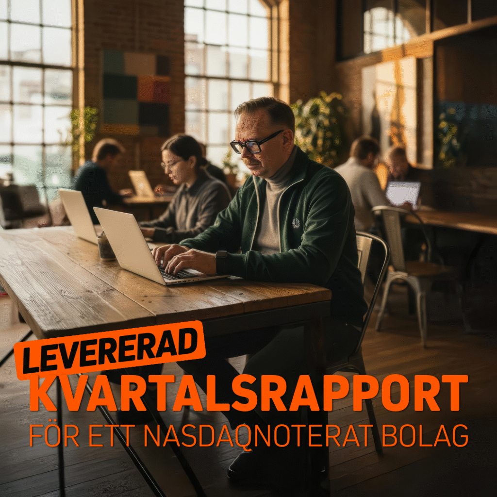 Människa arbetar med dator i kontor.