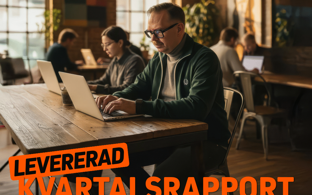 Människa arbetar med dator i kontor.