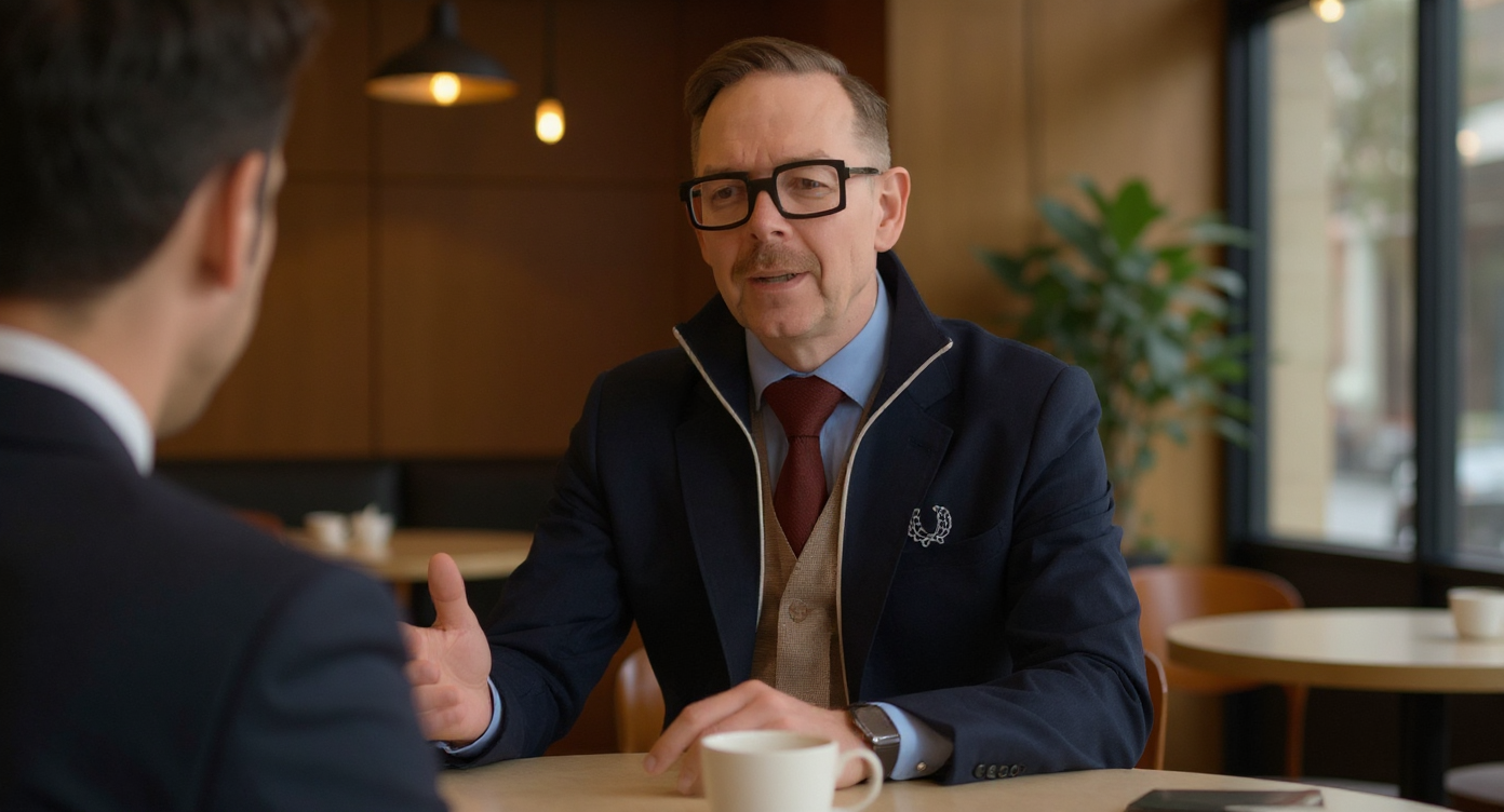 Joakim Dahl – i affärssamtal om strategi och företagsutveckling på ett modernt café
