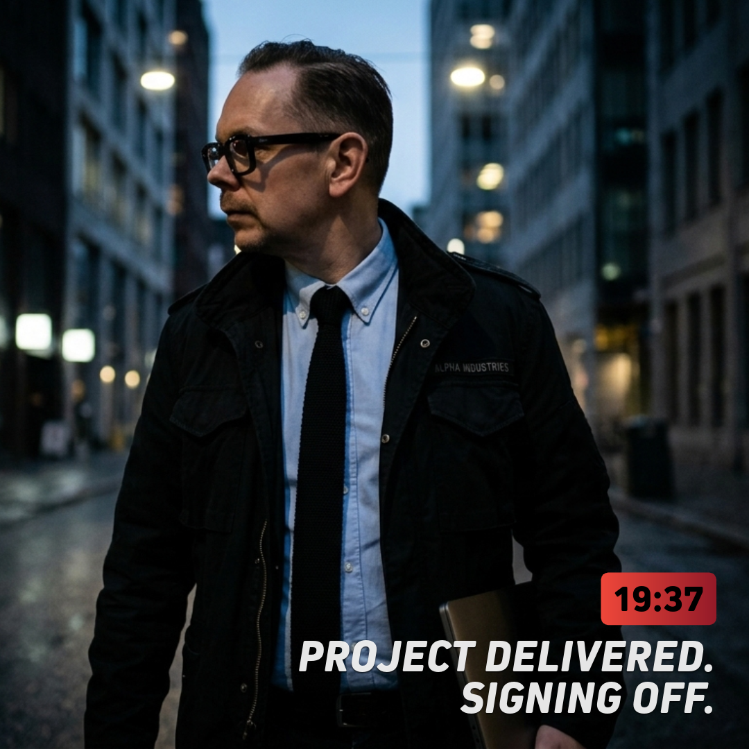 En man i mörk jacka och ljusblå skjorta står i en urban gata på kvällen, bär glasögon och har kort hår; bilden fångar nattljus och en samtida stämning utan att ange identitet.